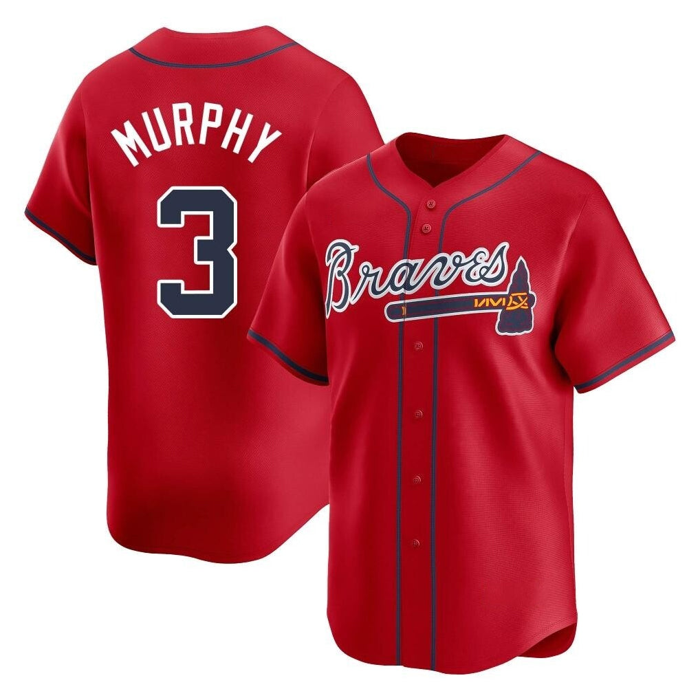 A.Braves #3 Dale Murphy Player Red Limited Home Game Qdoa Stitched Jerseys