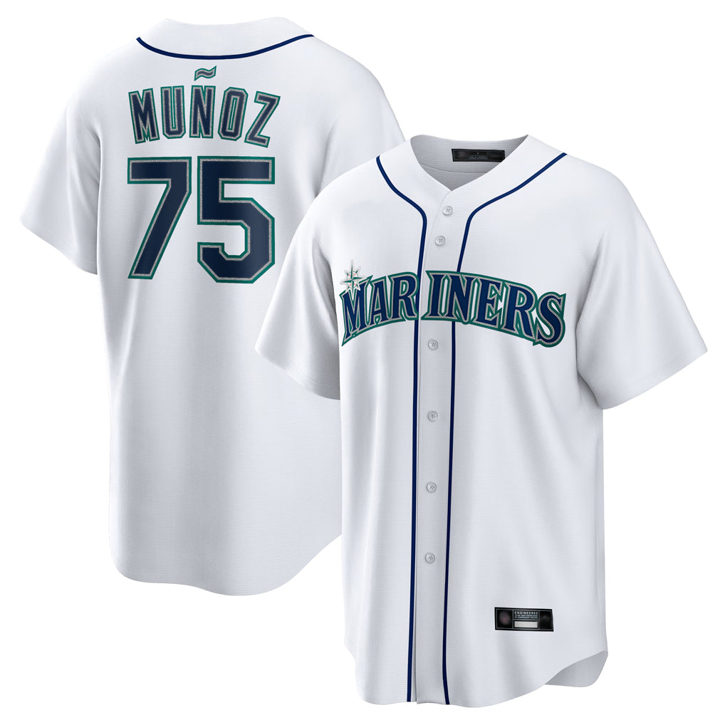 S.Mariners #75 Andres Munoz Player White Home Game Qdoa Stitched Jerseys