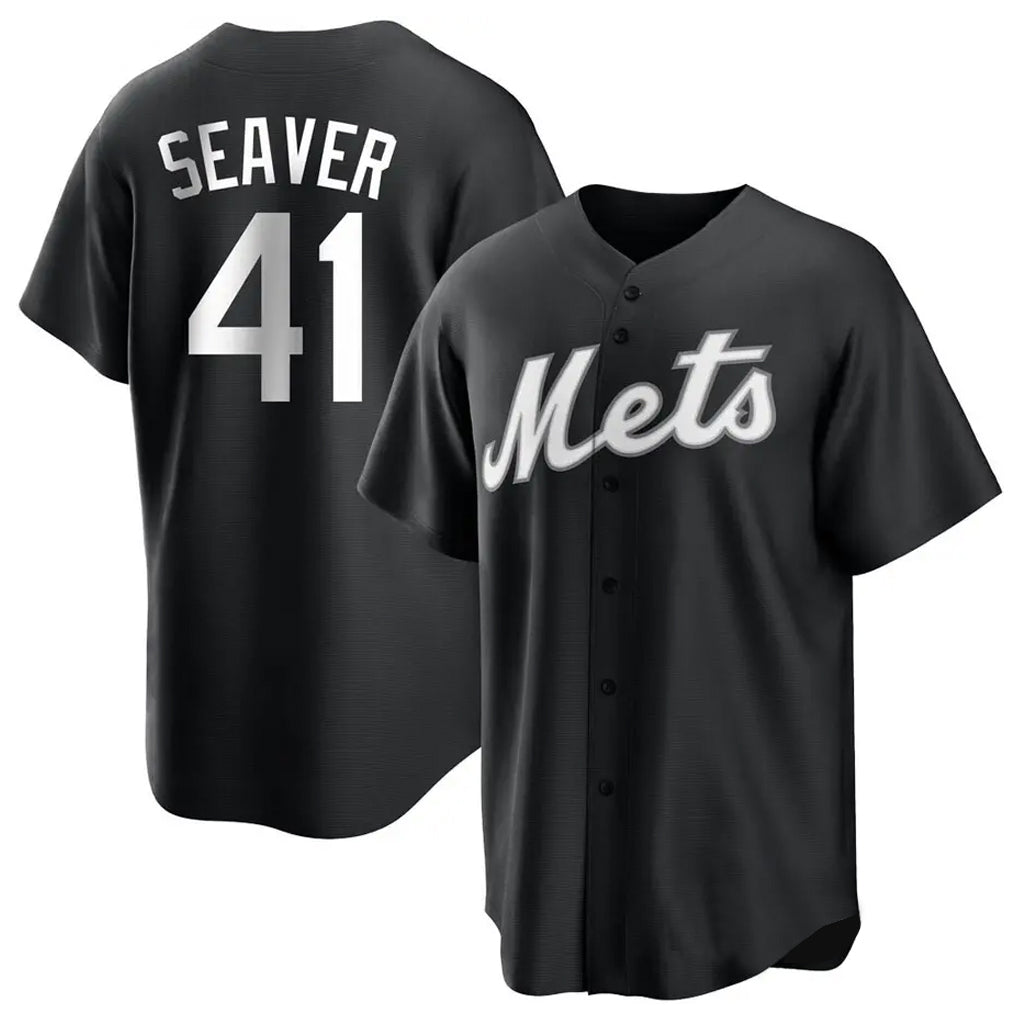 NY.Mets #41 Tom Seaver Player Black Home Game Qdoa Stitched Jerseys