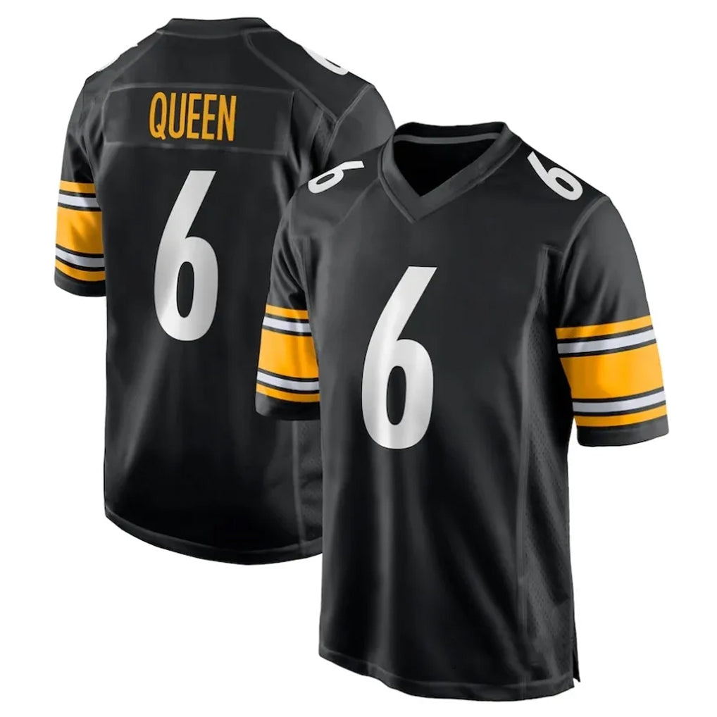 P.Steelers #6 Patrick Queen Player Black Home Game Qdoa Stitched Jerseys