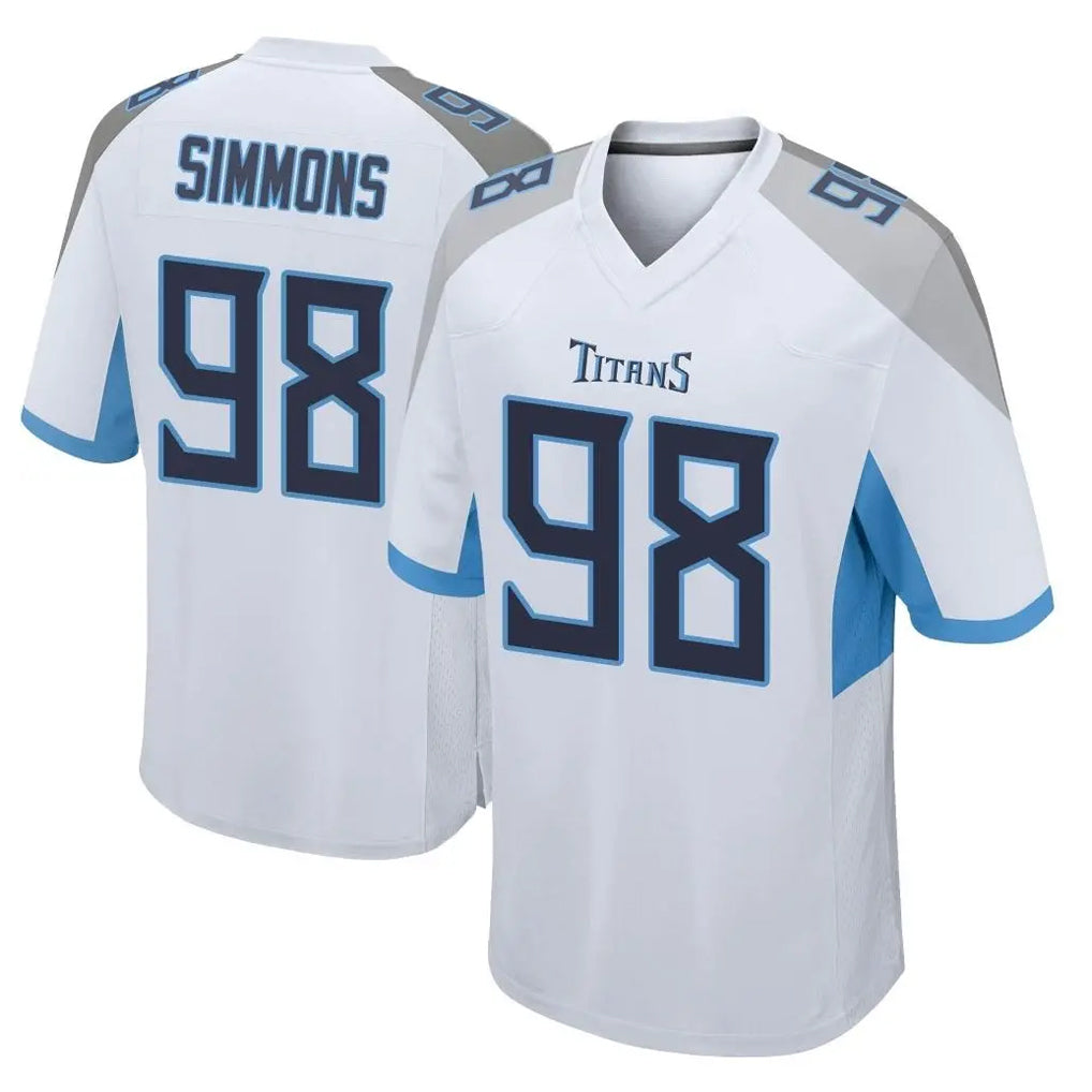 T.Titans #98 Jeffery Simmons Player White Home Game Qdoa Stitched Jerseys