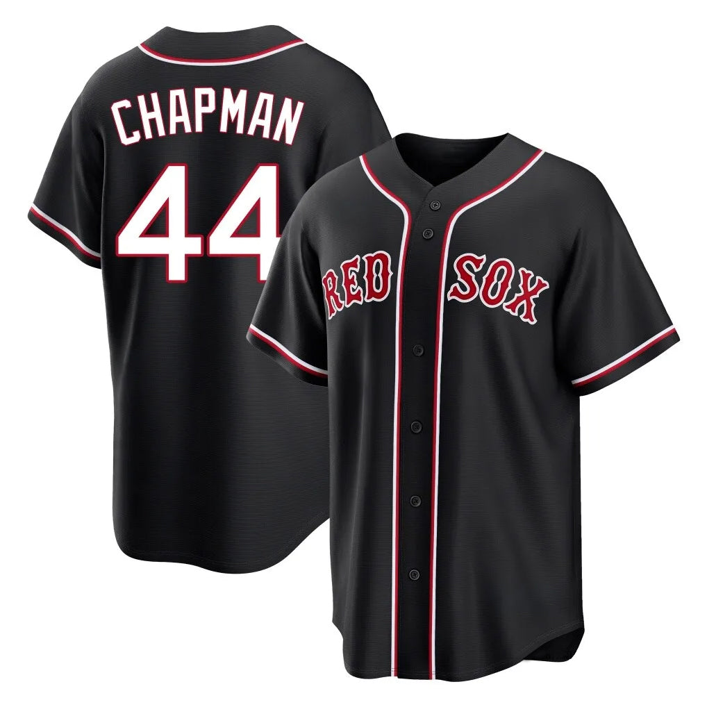 B.Red Sox #44 Aroldis Chapman Player Black Out Home Game Qdoa Stitched Jerseys
