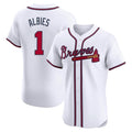 A.Braves #1 Ozzie Albies Player White Limited Elite Home Game Qdoa Stitched Jerseys