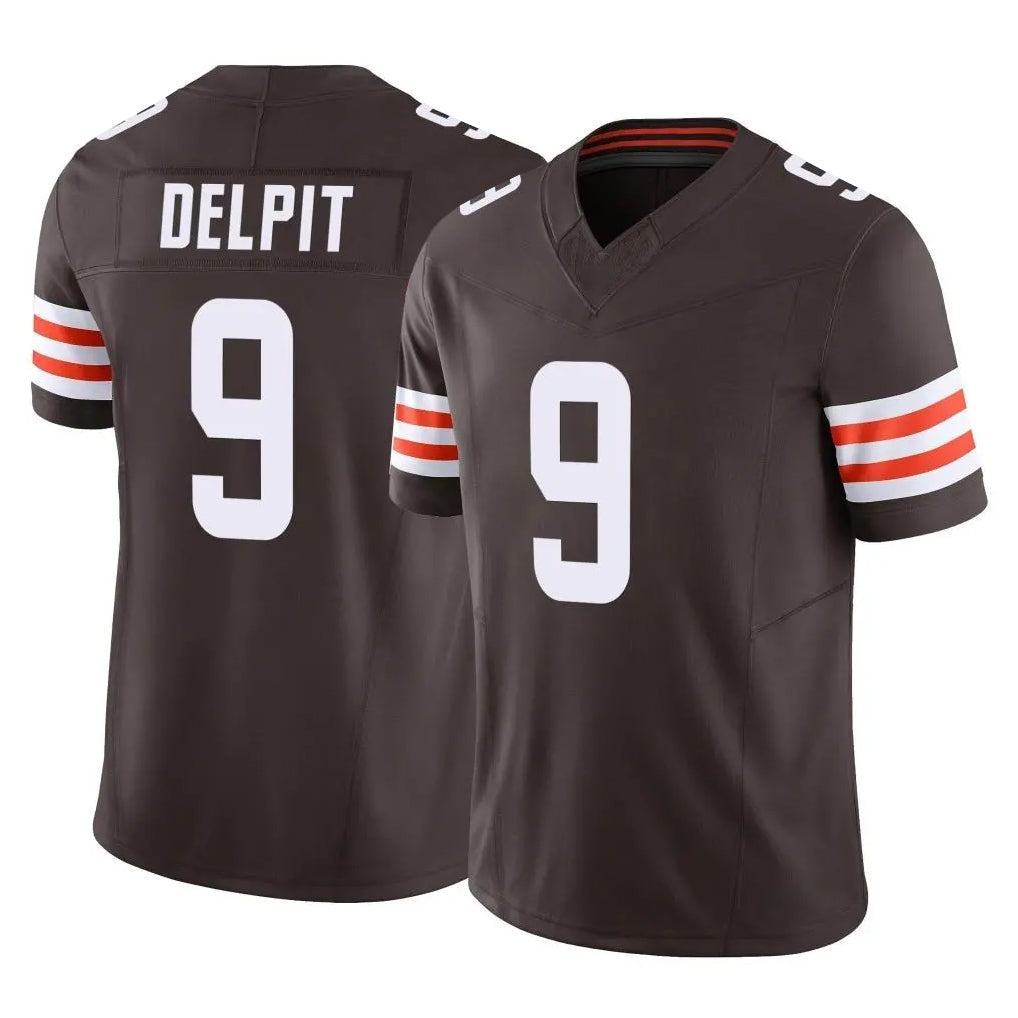 C.Browns #9 Grant Delpit Player Brown Vapor F.U.S.E. Limited Home Game Qdoa Stitched Jerseys