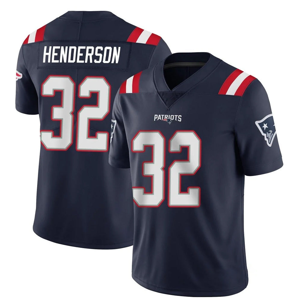 NE.Patriots #32 TreVeyon Henderson Player Navy Vapor Untouchable Home Game Qdoa Stitched Jerseys
