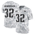 NE.Patriots #32 TreVeyon Henderson Player Arctic Camo Salute To Service Limited Game Qdoa Stitched Jerseys