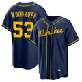 M.Brewers #53 Brandon Woodruff Player Navy Home Game Qdoa Stitched Jerseys