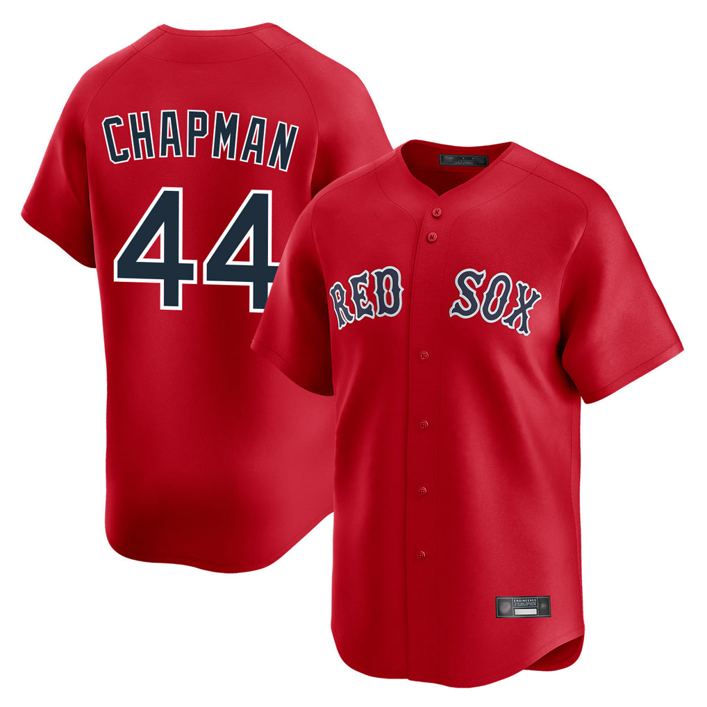 B.Red Sox #44 Aroldis Chapman Player Red Limited Home Game Qdoa Stitched Jerseys