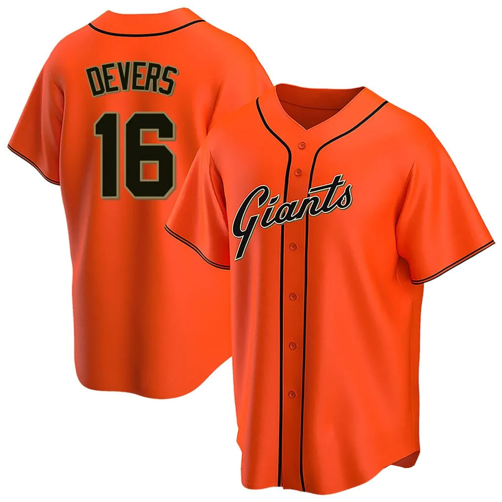 SF.Giants #16 Rafael Devers Player Orange Home Game Qdoa Stitched Jerseys