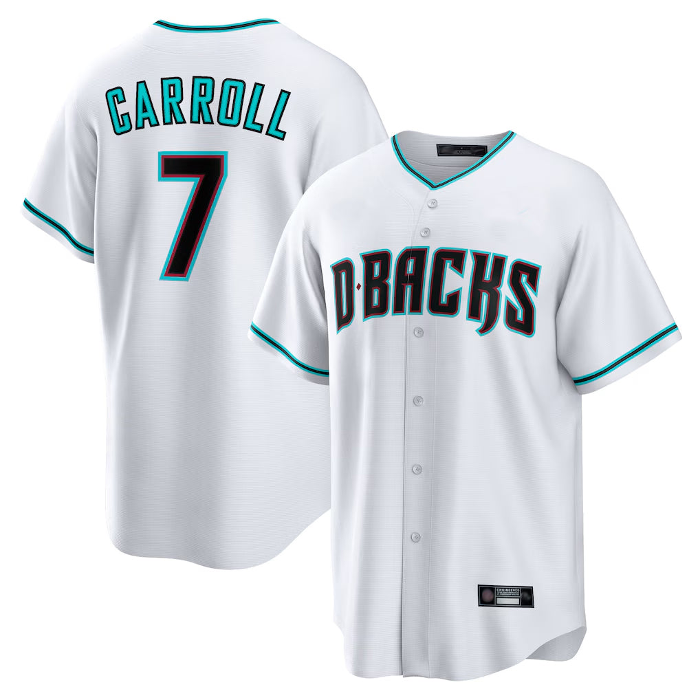A.Diamondbacks #7 Corbin Carroll Player White World Series Home Game Qdoa Stitched Jerseys