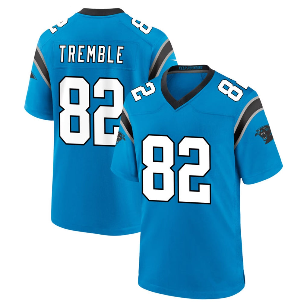 C.Panthers #82 Tommy Tremble Player Blue Home Game Qdoa Stitched Jerseys