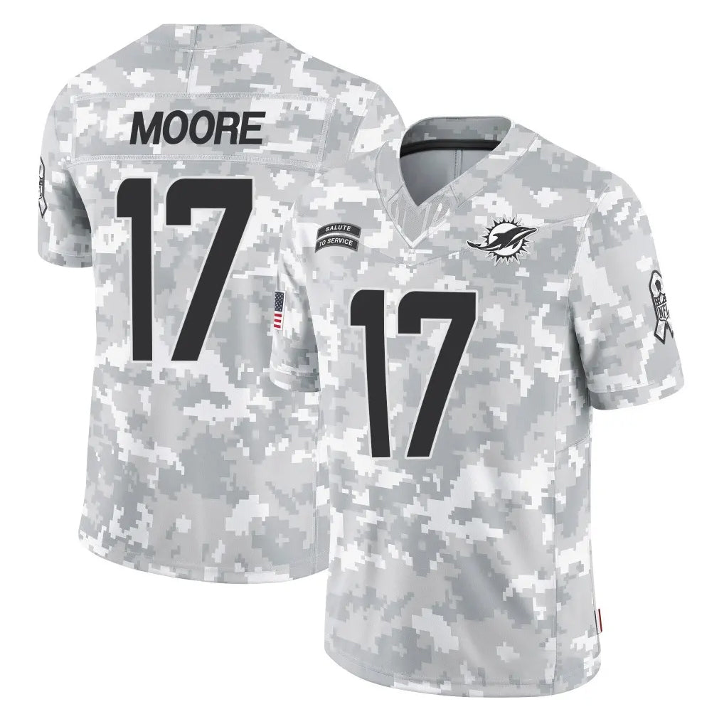 M.Dolphins #17 Trey Moore Player Arctic Camo Salute To Service Limited Game Qdoa Stitched Jerseys