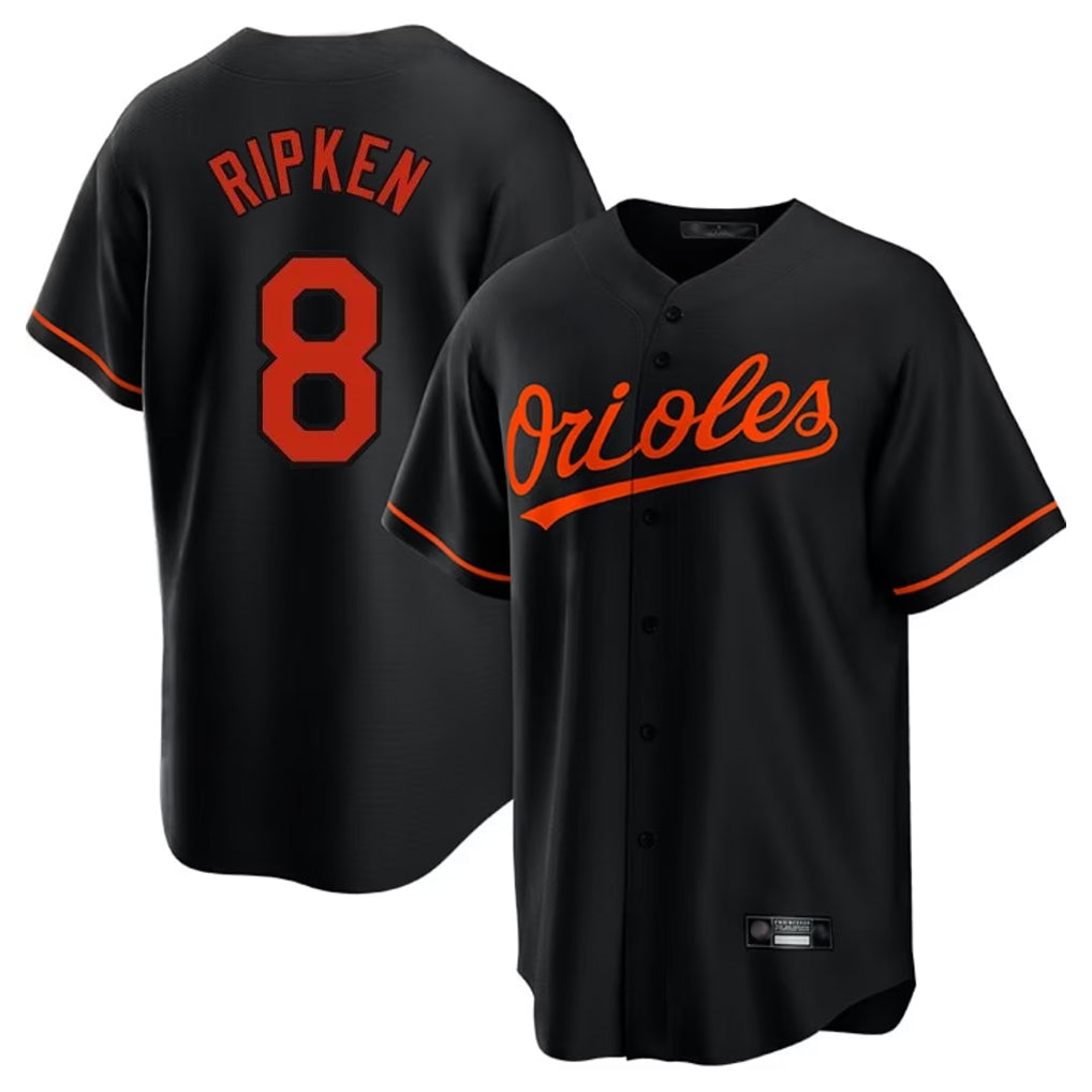 B.Orioles #8 Cal Ripken Player Black Home Game Qdoa Stitched Jerseys