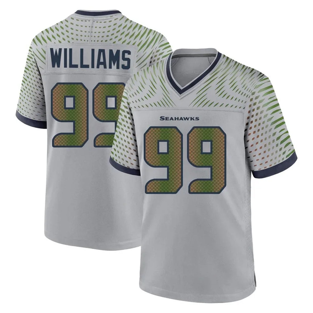 S.Seahawks #99 Leonard Williams Player Grey 2025 Rivalries Collection Home Game Qdoa Stitched Jerseys