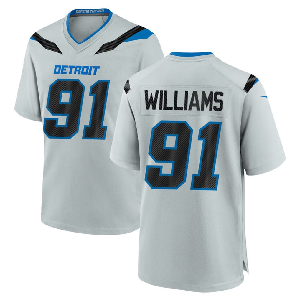D.Lions #91 Tyleik Williams Player Silver 2026 Rivalries Collection Home Game Qdoa Stitched Jerseys