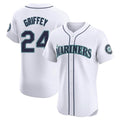 S.Mariners #24 Ken Griffey Jr Player White Home Limited Elite Qdoa Stitched Jerseys