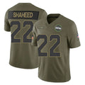 S.Seahawks #22 Rashid Shaheed Player Olive 2025 Salute To Service Limited Home Game Qdoa Stitched Jerseys