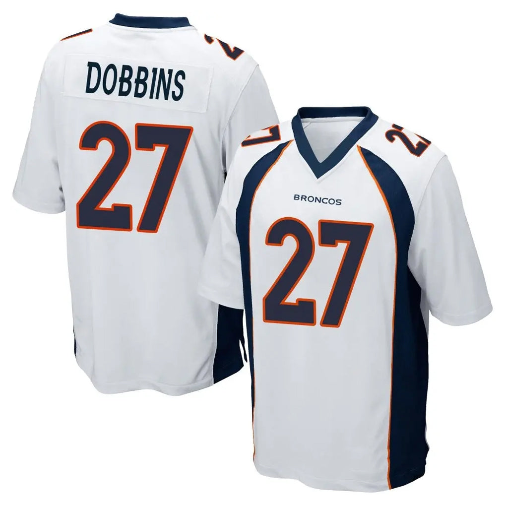 D.Broncos #27 J.K. Dobbins Player White Game Qdoa Stitched Jerseys