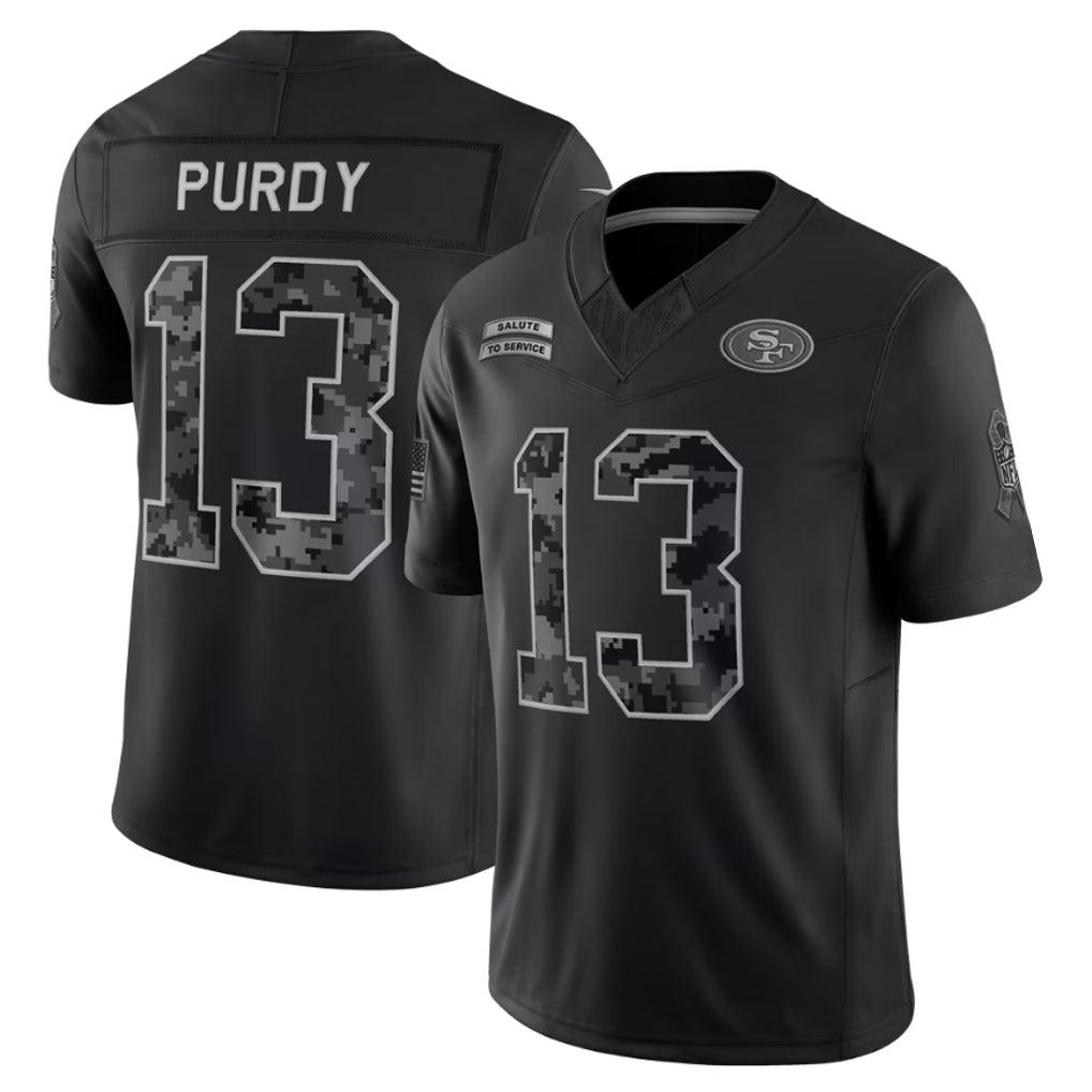 Qdoa SF.49ers #13 Brock Purdy Player Black Limited 2026 Salute to Service Home Game Stitched Jerseys