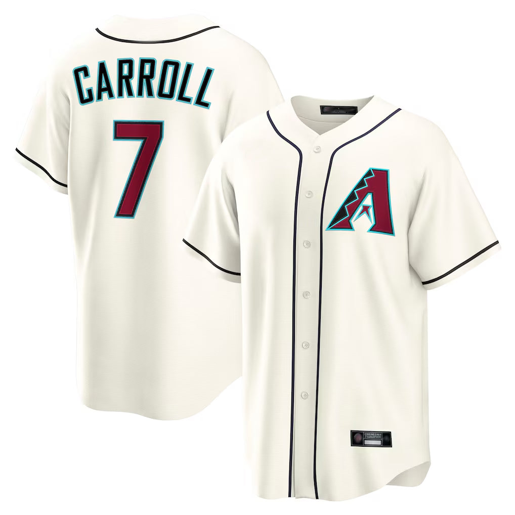 A.Diamondbacks #7 Corbin Carroll Player Cream Home Game Qdoa Stitched Jerseys