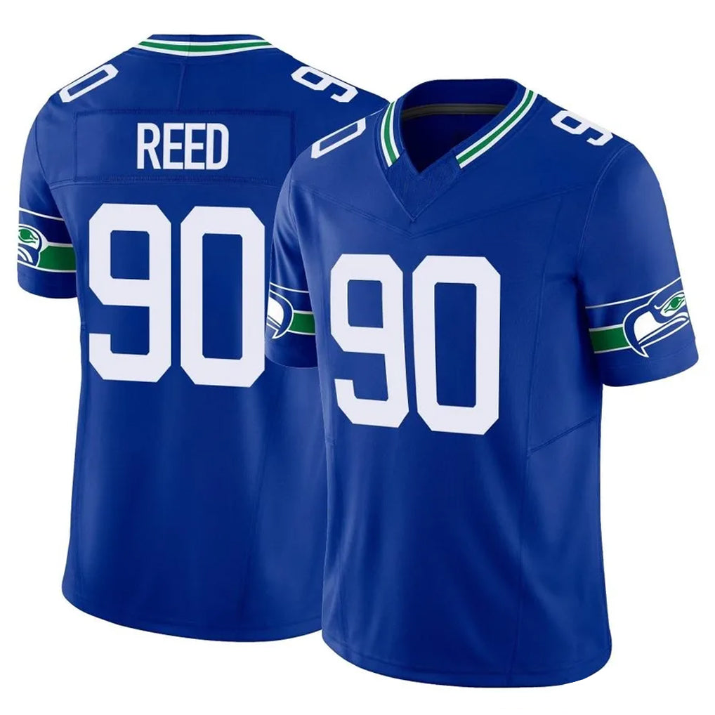 S.Seahawks #90 Jarran Reed Player Royal Limited Throwback Vapor F.U.S.E. Home Game Qdoa Stitched Jerseys