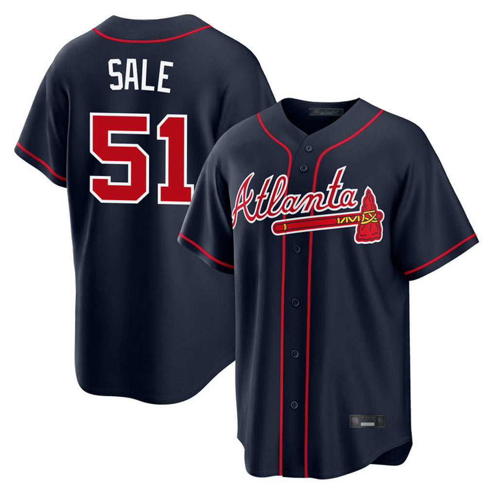 A.Braves #51 Chris Sale Player Navy Home Game Qdoa Stitched Jerseys