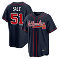 A.Braves #51 Chris Sale Player Navy Home Game Qdoa Stitched Jerseys