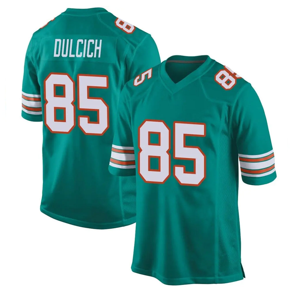 M.Dolphins #85 Greg Dulcich Player Aqua Alternate Home Game Qdoa Stitched Jerseys