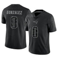 NE.Patriots #0 Christian Gonzalez Player Black Reflective LImited Home Game Qdoa Stitched Jerseys