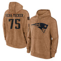 NE.Patriots #75 Alijah Vera-Tucker Player Brown Salute to Service Pullover Hoodies Limited Game Qdoa Stitched Jerseys