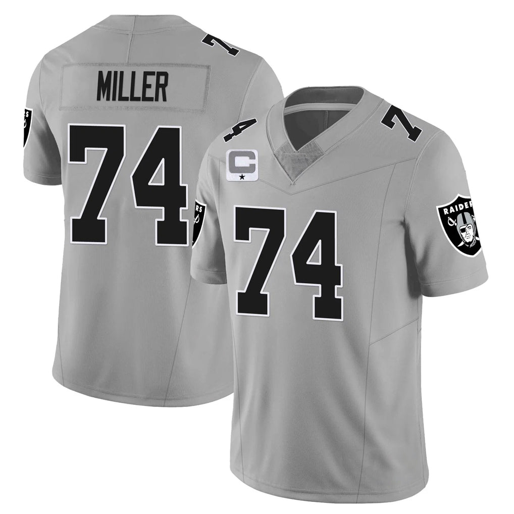 LV.Raiders #74 Kolton Miller Player Gray Vapor Limited Home Game Qdoa Stitched Jerseys