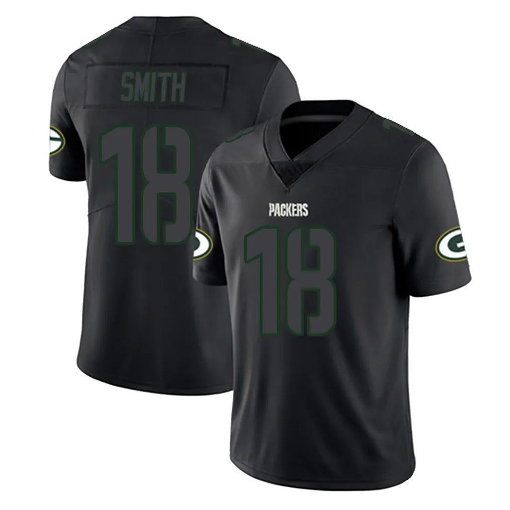 GB.Packers #18 Jonnu Smith Player Black Impact Limited Home Game Qdoa Stitched Jerseys