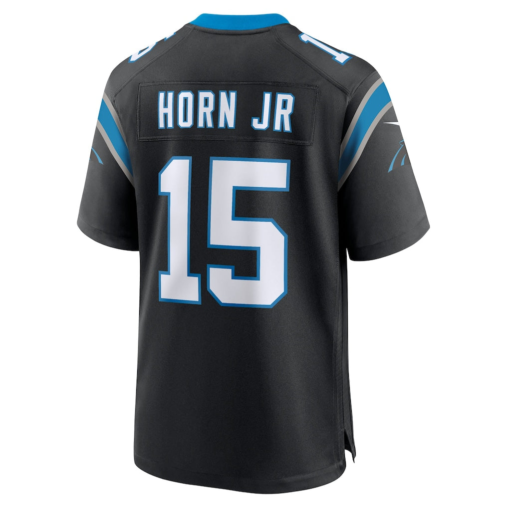 Qdoa C.Panthers #15 Jimmy Horn Jr Black Team Game Jersey