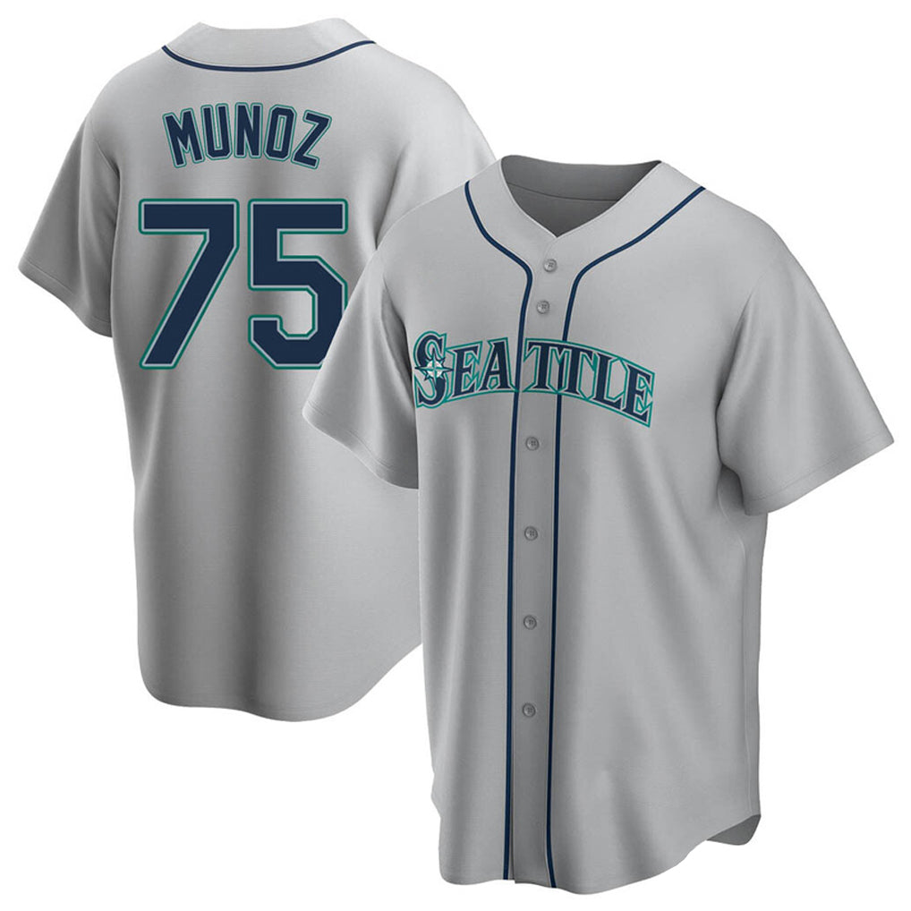 S.Mariners #75 Andres Munoz Player Gray Home Game Qdoa Stitched Jerseys