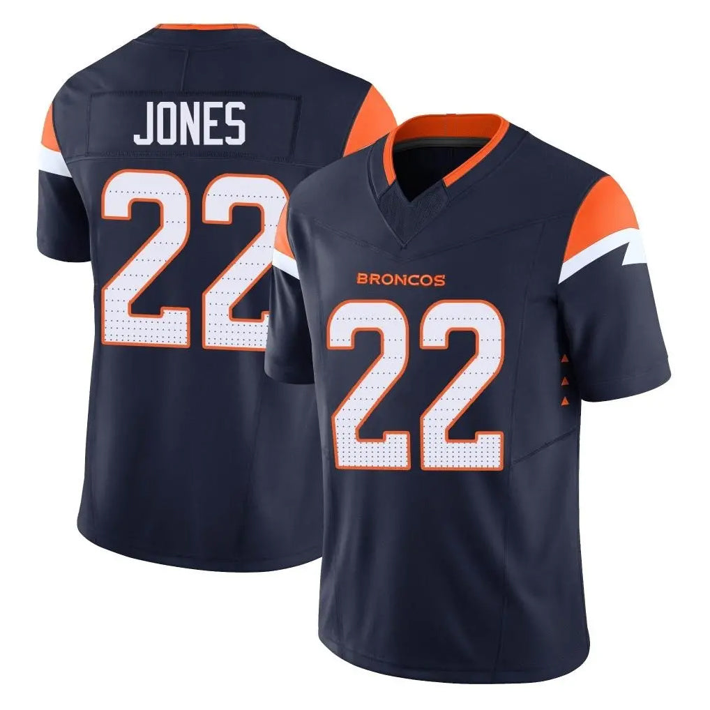 D.Broncos #22 Brandon Jones Player Navy Limited Vapor F.U.S.E. Home Game Qdoa Stitched Jerseys
