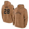 LA.Chargers #28 Kimani Vidal Player Brown Salute to Service Hoodies Limited Game Qdoa Stitched Jerseys