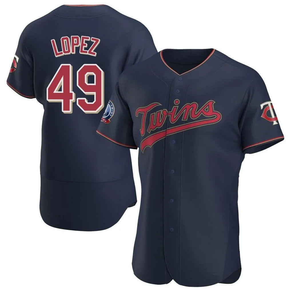 M.Twins #49 Pablo Lopez Player Navy 60th Home Limited Elite Qdoa Stitched Jerseys