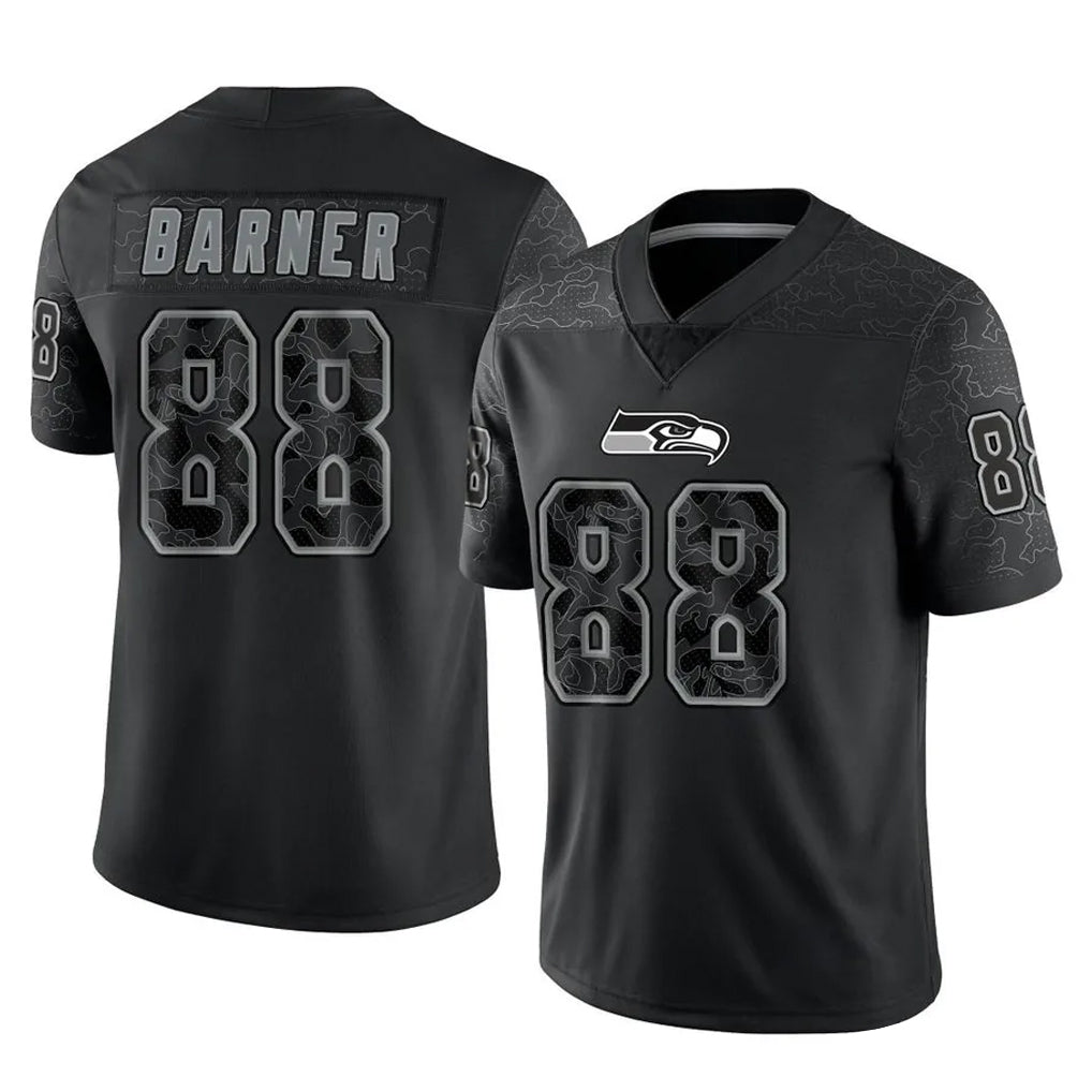 S.Seahawks #88 AJ Barner Player Black Limited Reflective Home Game Qdoa Stitched Jerseys