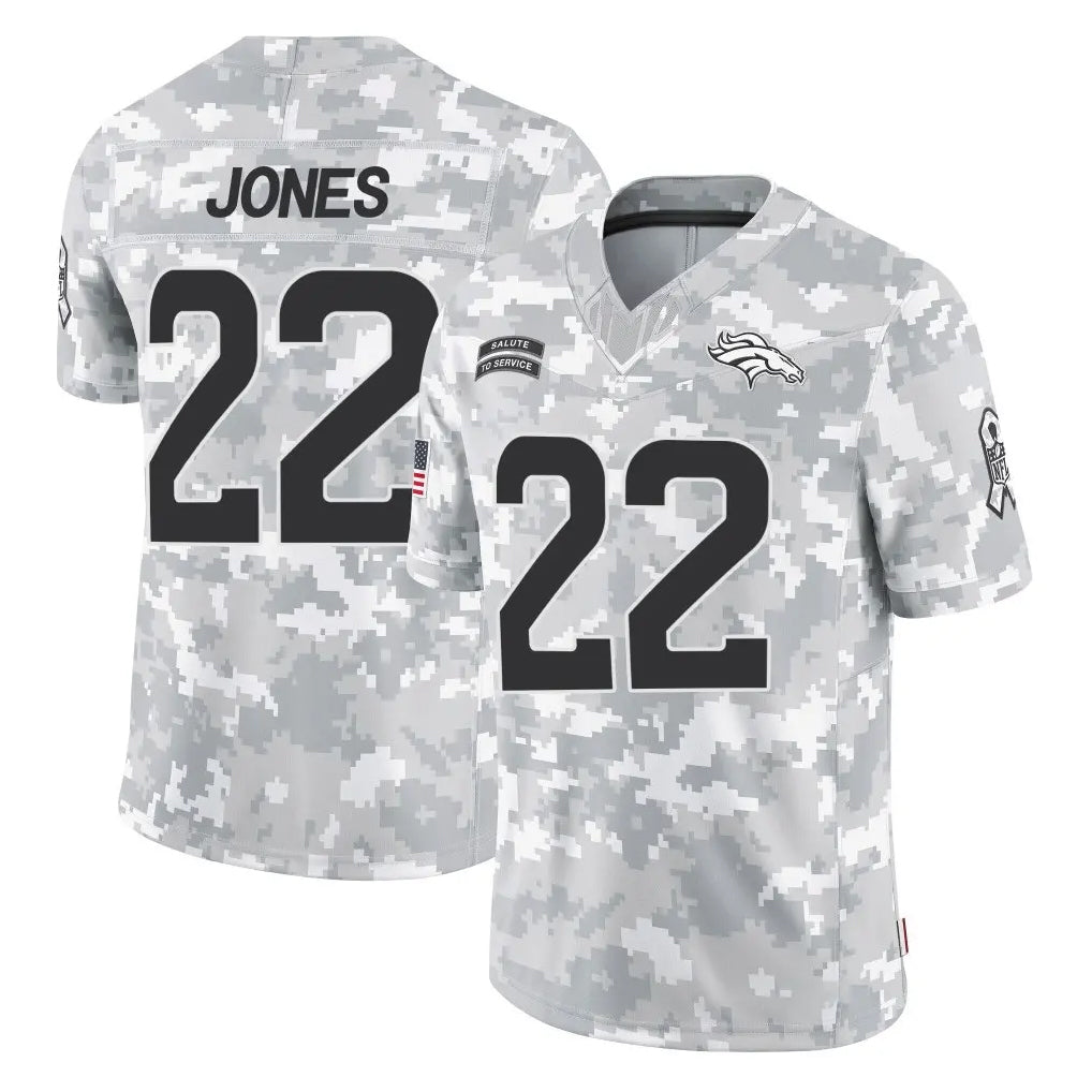 D.Broncos #22 Brandon Jones Player Arctic Camo Salute To Service Limited Qdoa Stitched Jerseys