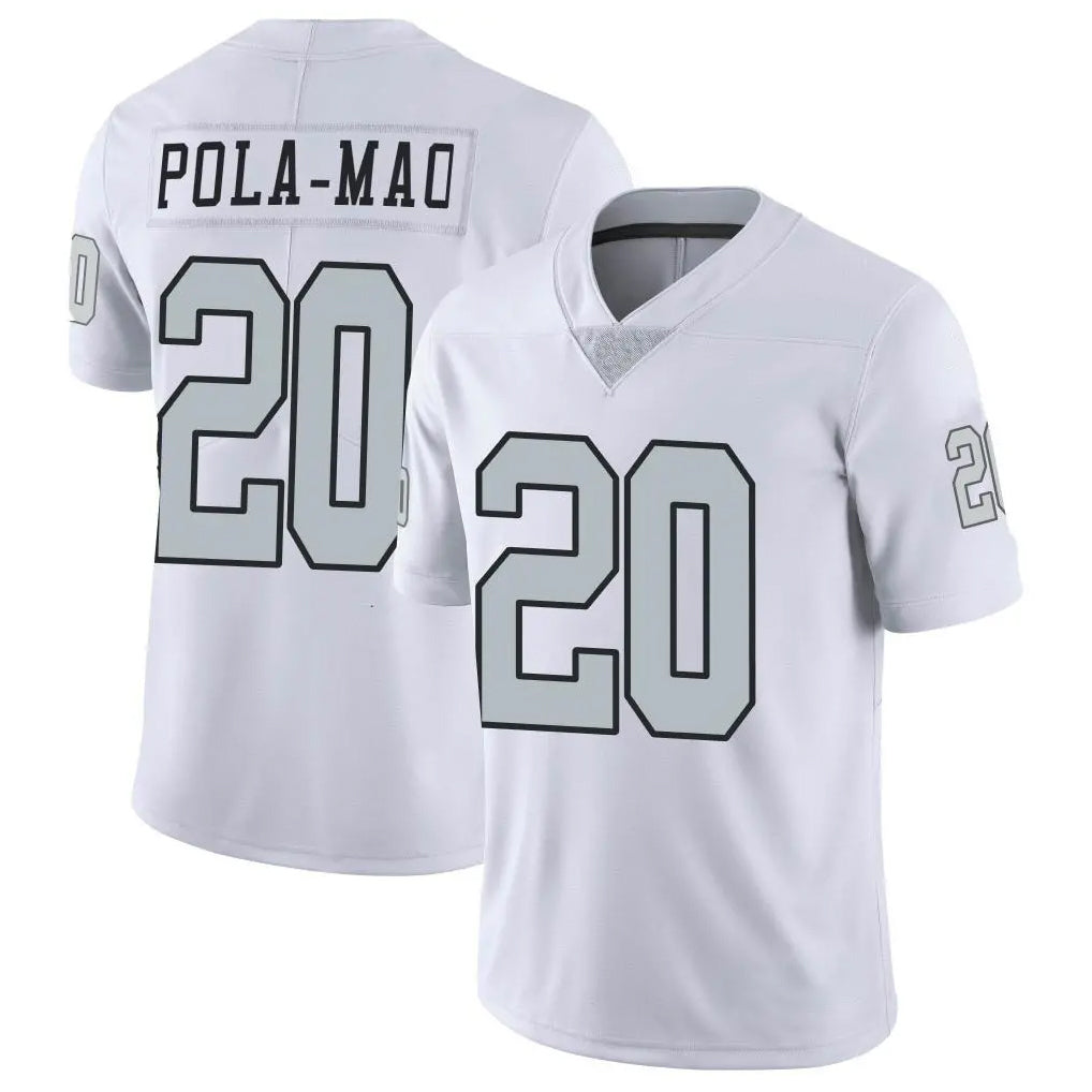 LV.Raiders #20 Isaiah Pola-Mao Player White Limited Color Rush Home Game Qdoa Stitched Jerseys