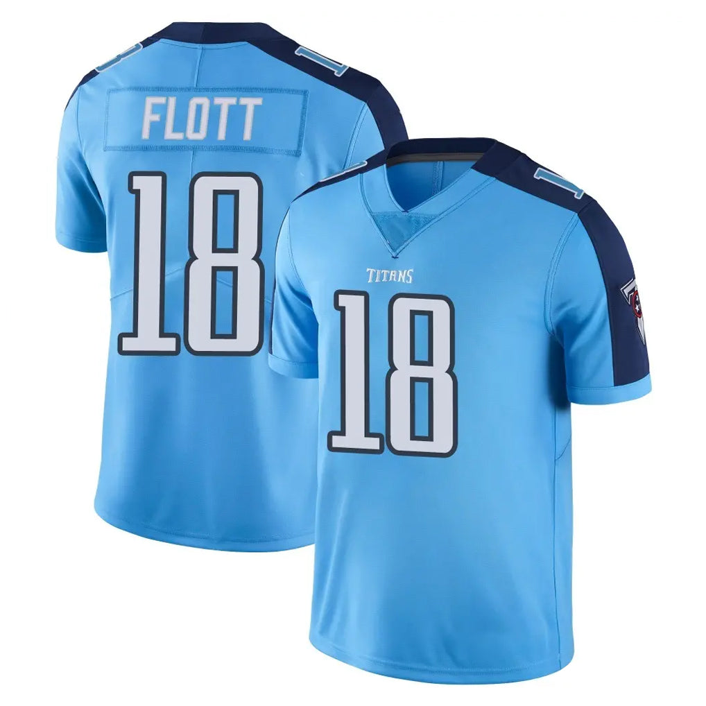 T.Titans #18 Cor'Dale Flott Player Light Blue Limited Color Rush Home Game Qdoa Stitched Jerseys