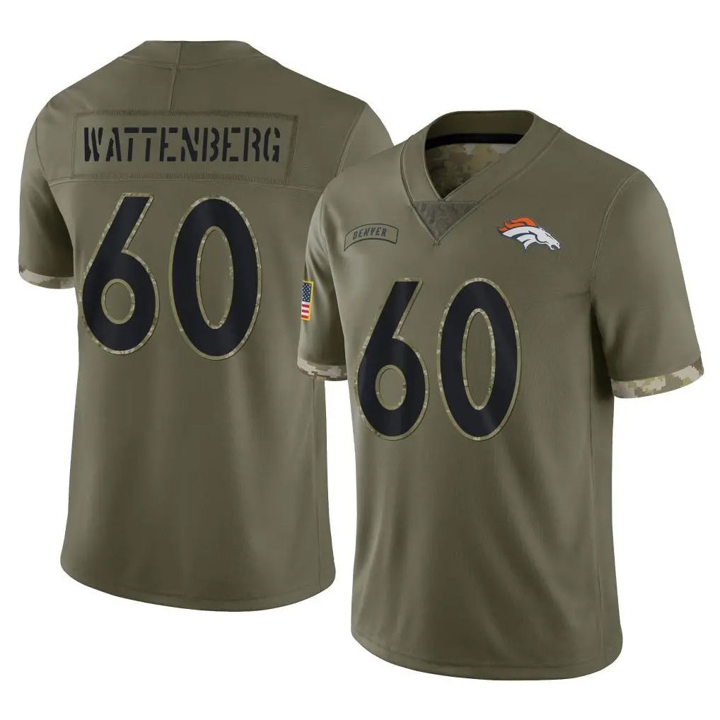 D.Broncos #60 Luke Wattenberg Player Olive Salute To Service Limited Qdoa Stitched Jerseys