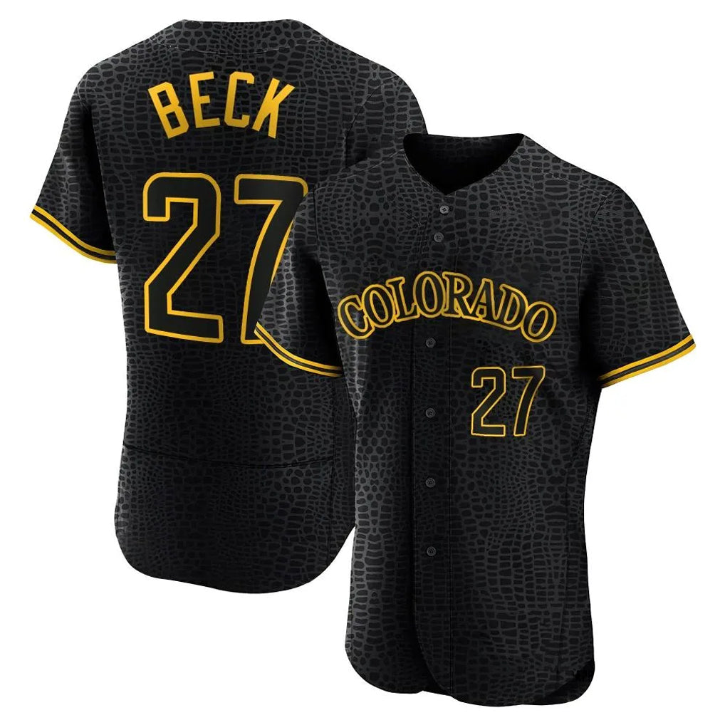C.Rockies #27 Jordan Beck Player Black Snake Skin City Limited Elite Home Qdoa Stitched Jerseys