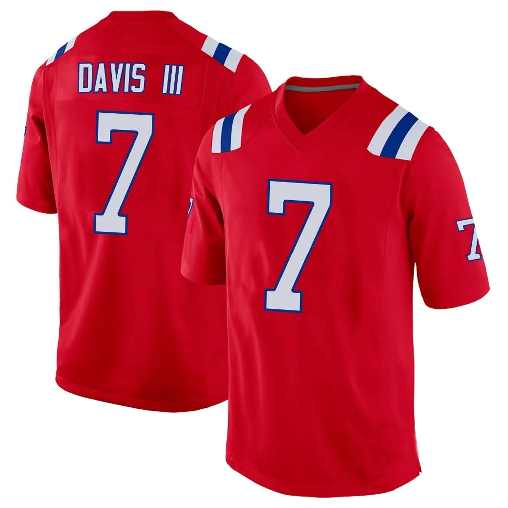 NE.Patriots #7 Carlton Davis III Player Red Home Game Qdoa Stitched Jerseys