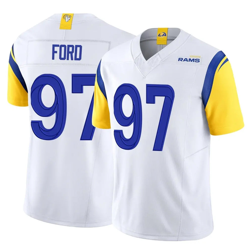 LA.Rams #97 Poona Ford Player White Limited Vapor F.U.S.E. Home Game Qdoa Stitched Jerseys