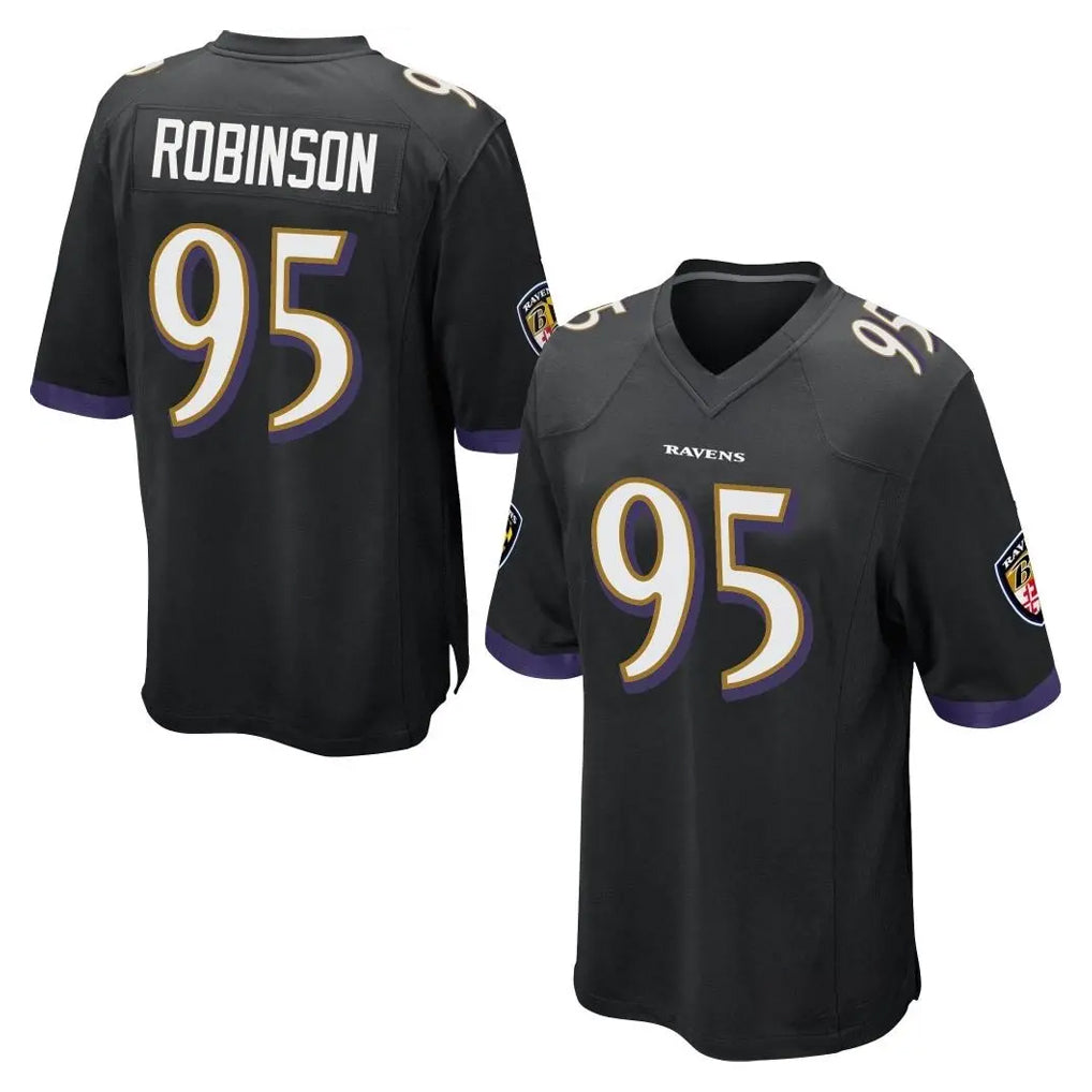 B.Ravens #95 Tavius Robinson Player Black Home Game Qdoa Stitched Jerseys