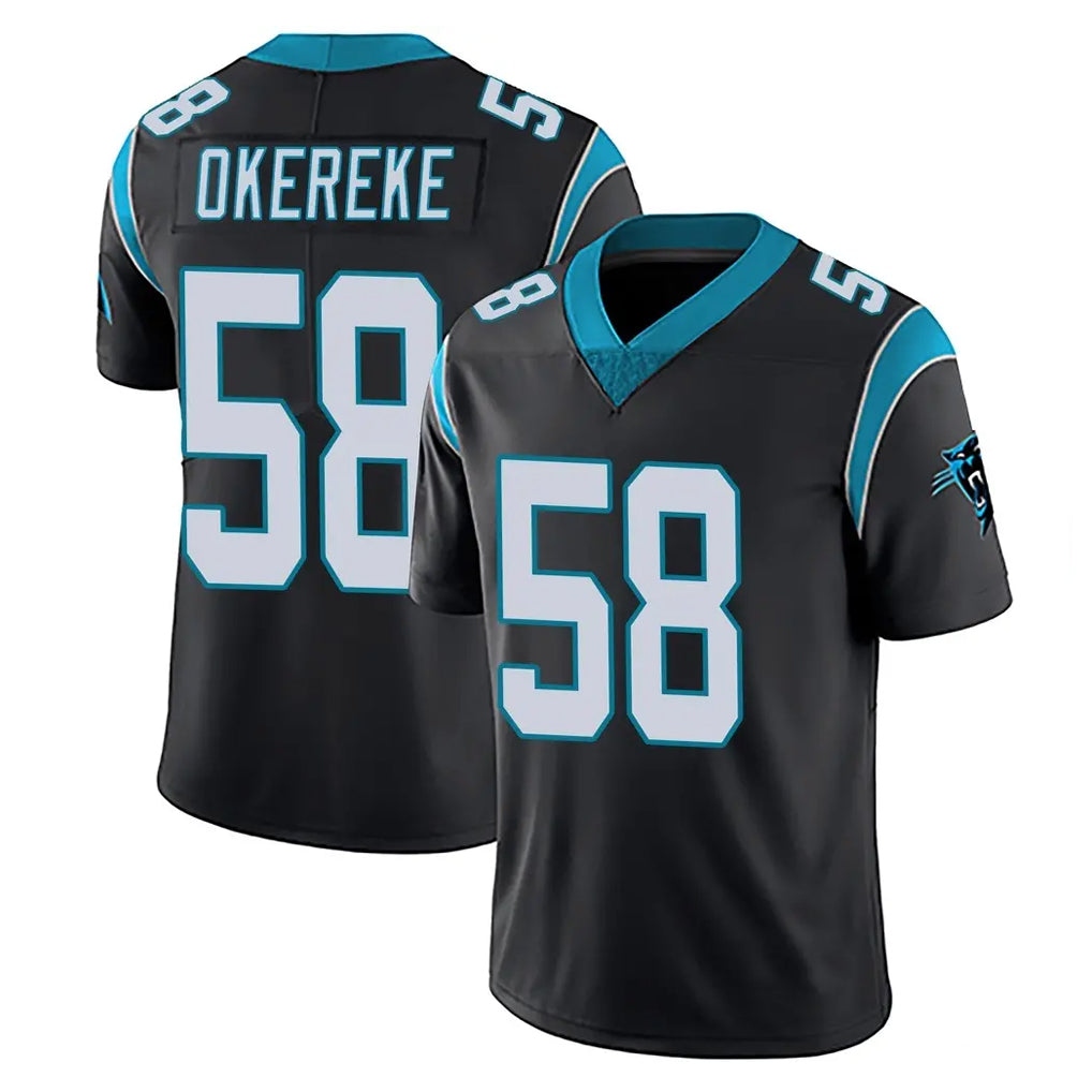 C.Panthers #58 Bobby Okereke Player Black Limited Home Game Qdoa Stitched Jerseys
