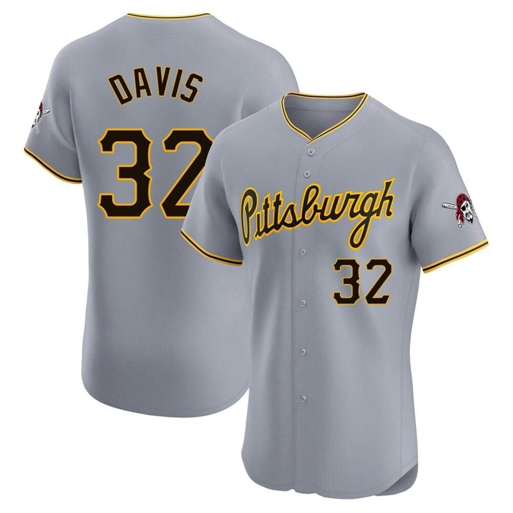 P.Pirates #32 Henry Davis Player Gray Road Home Limited Elite Qdoa Stitched Jerseys