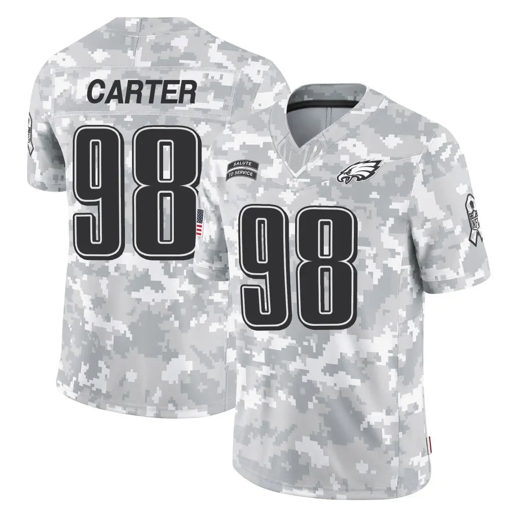 P.Eagles #98 Jalen Carter Player Arctic Camo Salute to Service Limited Game Qdoa Stitched Jerseys
