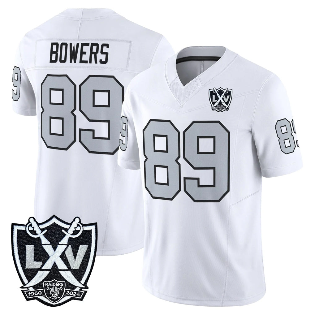 LV.Raiders #89 Brock Bowers Player White 2026 Vapor Limited Home Game Qdoa Stitched Jerseys